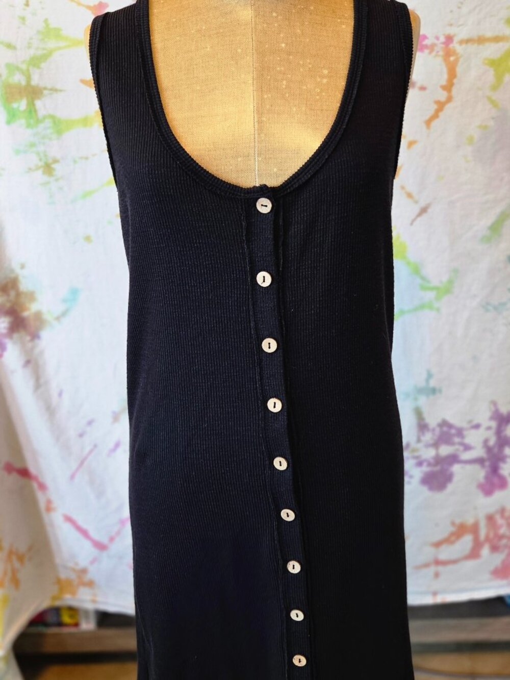 We The Free Black Buttondown Midi Dress